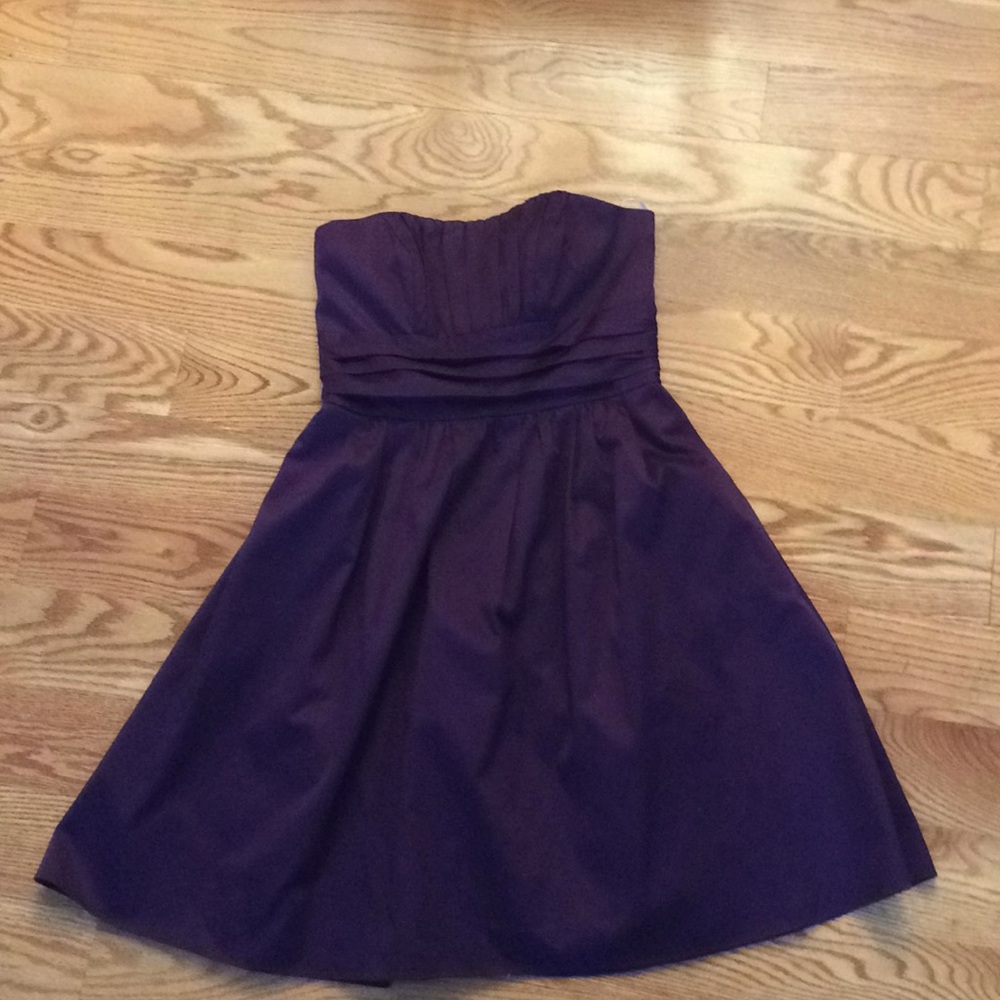 Cotton Sateen Short Strapless dark purple dress